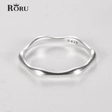 925 Silver Retro Wave Finger Rings Women Men Stack-able Punk Party Jewelry