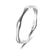 925 Silver Retro Wave Finger Rings Women Men Stack-able Punk Party Jewelry