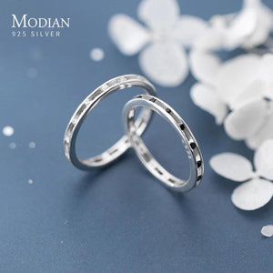 925 Silver Crystal Geometric Round Stackable Couple Rings