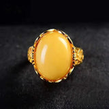14k Yellow Gold Amber Cut Citrine Natural Diamond Engagement Ring