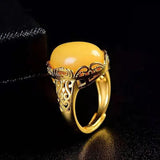 14k Yellow Gold Amber Cut Citrine Natural Diamond Engagement Ring