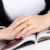 14k Yellow Gold Amber Cut Citrine Natural Diamond Engagement Ring