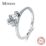 Minimalist Charm Flower Clover Swing Ring 925 Sterling Silver Vintage