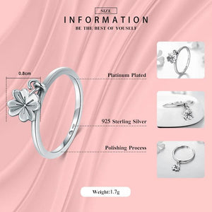 Minimalist Charm Flower Clover Swing Ring 925 Sterling Silver Vintage