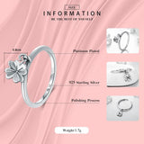 Minimalist Charm Flower Clover Swing Ring 925 Sterling Silver Vintage