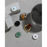 Minimalist Geometric Jade Circle Earrings S925 Sterling Silver