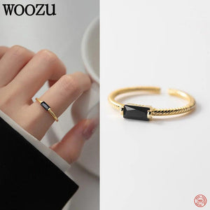 925 Silver Stone Open Rings for Women Party Adjustable Jewelry