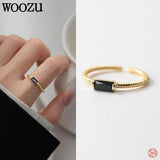 925 Silver Stone Open Rings for Women Party Adjustable Jewelry