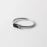 925 Silver Stone Open Rings for Women Party Adjustable Jewelry