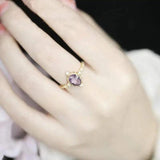 925 Silver Plum Amethyst Crown Ring Geometric Jewelry