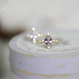 925 Silver Plum Amethyst Crown Ring Geometric Jewelry