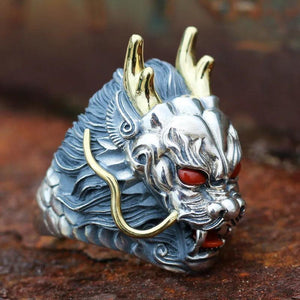 S925 Sterling Silver Dragon Ring Men's Thai Silver Open Dragon Ring
