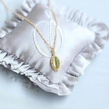 Prehnite Carved Oval Pendant Necklace Fresh Silver Jewelry