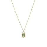 Prehnite Carved Oval Pendant Necklace Fresh Silver Jewelry