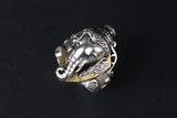 925 Sterling Silver Elephant Head God Men's Wide-Faced Ring