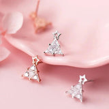 Trustdavis 925 Silver Christmas Tree CZ Stud Earrings For Women