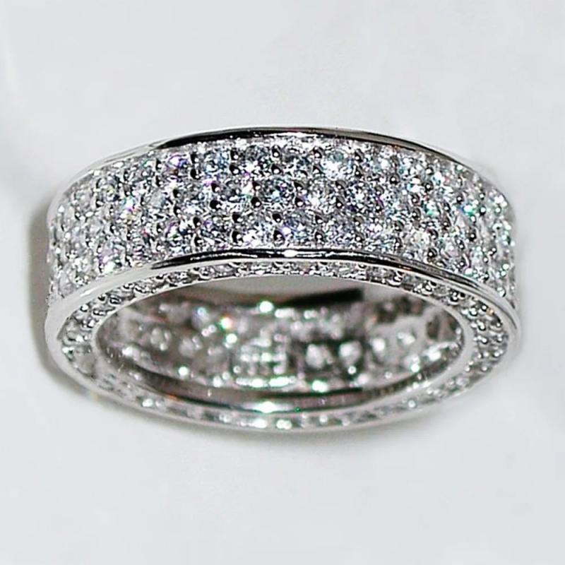 Lab Diamond Ring 925 Silver Party Wedding Band Rings for Women Men