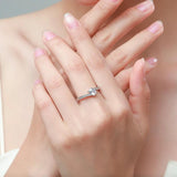 925 Silver CZ Rectangle Asymmetry Ring Wedding Jewelry