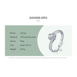 925 Silver CZ Rectangle Asymmetry Ring Wedding Jewelry