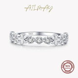 925 Silver CZ Daisy Flower Stackable Rings Romantic Wedding Jewelry