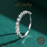 925 Silver CZ Daisy Flower Stackable Rings Romantic Wedding Jewelry