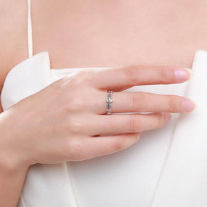 925 Silver Clear Zircon Lucky Tree Leaf Ring Women Jewelry Gift