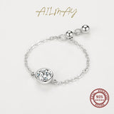 Real 925 Sterling Silver Clear Zircon Chain Link Ring