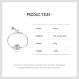 Real 925 Sterling Silver Clear Zircon Chain Link Ring