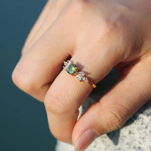 925 Silver Sparkling Diamond Emerald Finger Ring Wedding Party Jewelry