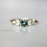 925 Silver Sparkling Diamond Emerald Finger Ring Wedding Party Jewelry