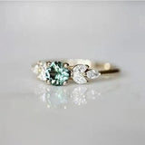 925 Silver Sparkling Diamond Emerald Finger Ring Wedding Party Jewelry