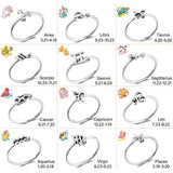Gemini Constellation Ring 925 Sterling Silver Zirconia Vintage Fine Jewelry