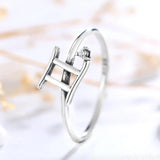 Gemini Constellation Ring 925 Sterling Silver Zirconia Vintage Fine Jewelry