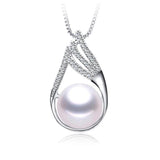 Freshwater Pearl Pendant with Zircon 925 Sterling Silver Necklace