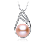 Freshwater Pearl Pendant with Zircon 925 Sterling Silver Necklace