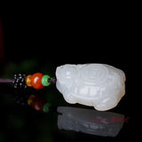 Hetian Jade Stone Dragon Turtle Pendant Necklace Carved Jadeite Jewelry