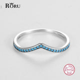 925 Silver Turquoise V Shape Stacking Ring Vintage Jewelry