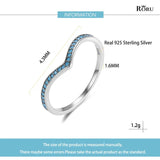 925 Silver Turquoise V Shape Stacking Ring Vintage Jewelry