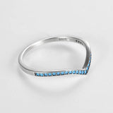 925 Silver Turquoise V Shape Stacking Ring Vintage Jewelry