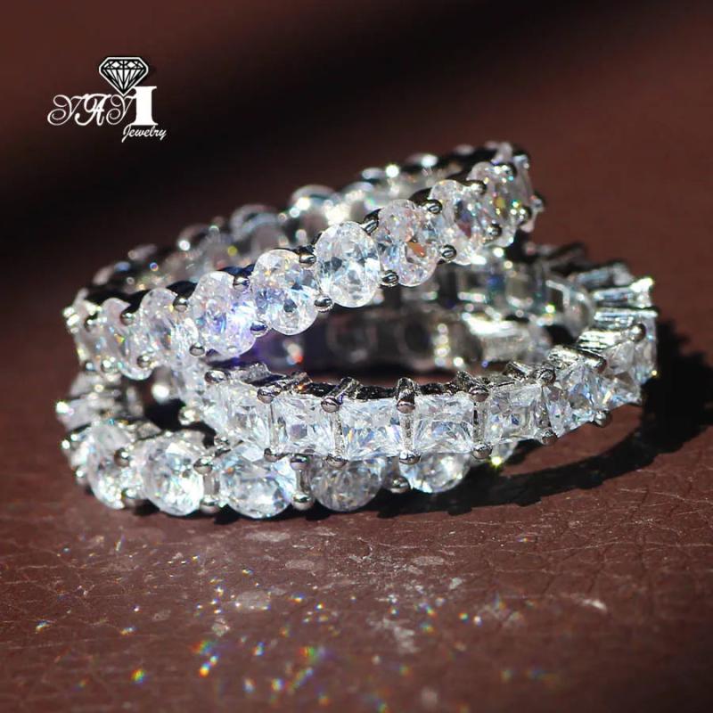 Princess Cut Moissanite Zircon Silver Rings