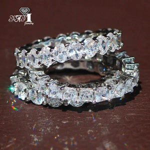 Princess Cut Moissanite Zircon Silver Rings