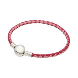 Hot Leather Ball & Barrel Clasp Charm Bracelet Bangle