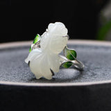 Chinese Enamel Porcelain Jade Goldfish Ring for Women