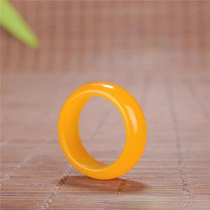 Natural Yellow Jade Ring Chinese Jadeite Hand-Carved Charm Jewellery