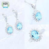 925 Silver Bridal Wedding Jewelry Set CZ Open Ring Pendant Earrings Chain
