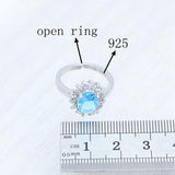 925 Silver Bridal Wedding Jewelry Set CZ Open Ring Pendant Earrings Chain