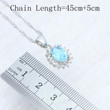 925 Silver Bridal Wedding Jewelry Set CZ Open Ring Pendant Earrings Chain