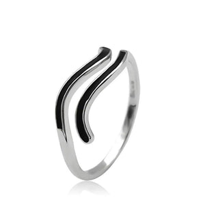 Trustdavis 925 Silver Wave Pattern Adjustable Ring Vintage Jewelry