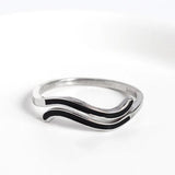 Trustdavis 925 Silver Wave Pattern Adjustable Ring Vintage Jewelry