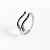 Trustdavis 925 Silver Wave Pattern Adjustable Ring Vintage Jewelry